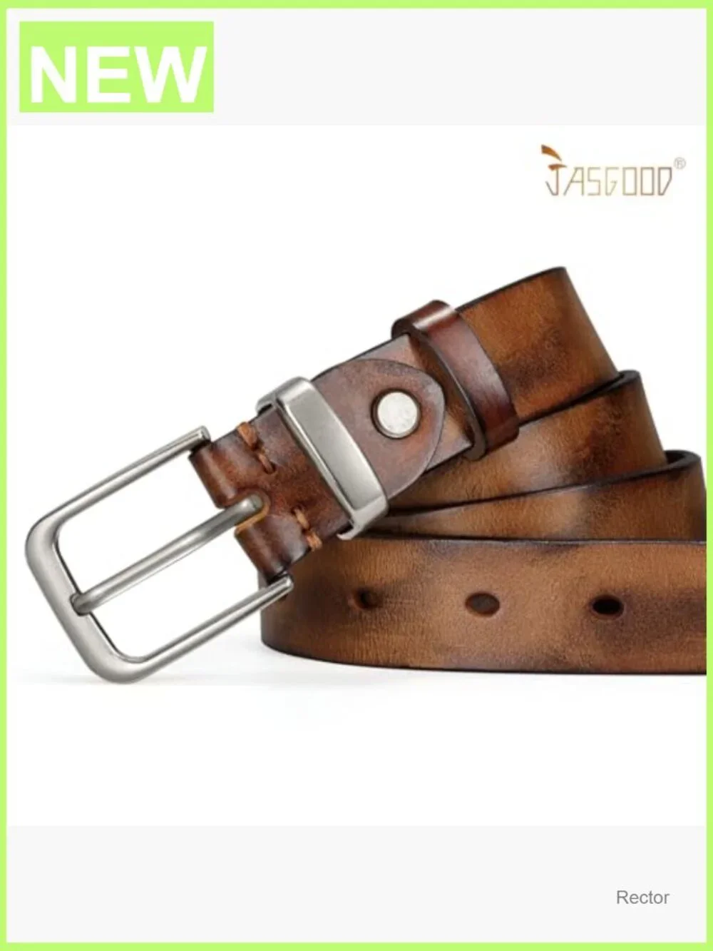 Genuine Leather Belt with Vintage Metal Buckle Full Grain Cowhide